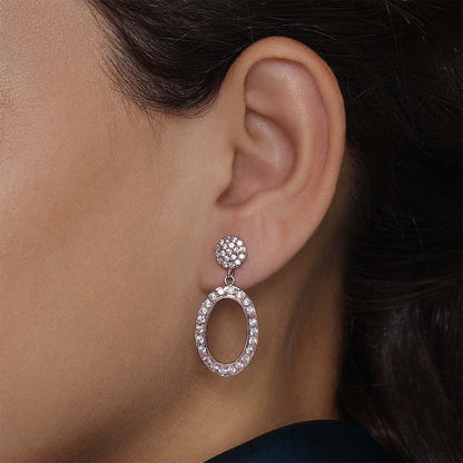 Pure Silver Earrings - Rose Gold Finish CZ Danglers - Tweov Jewels