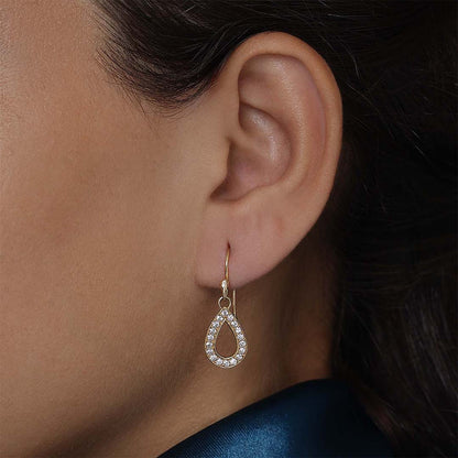 Pure Silver Earrings - Gold Plated CZ Dew Drop - Tweov Jewels