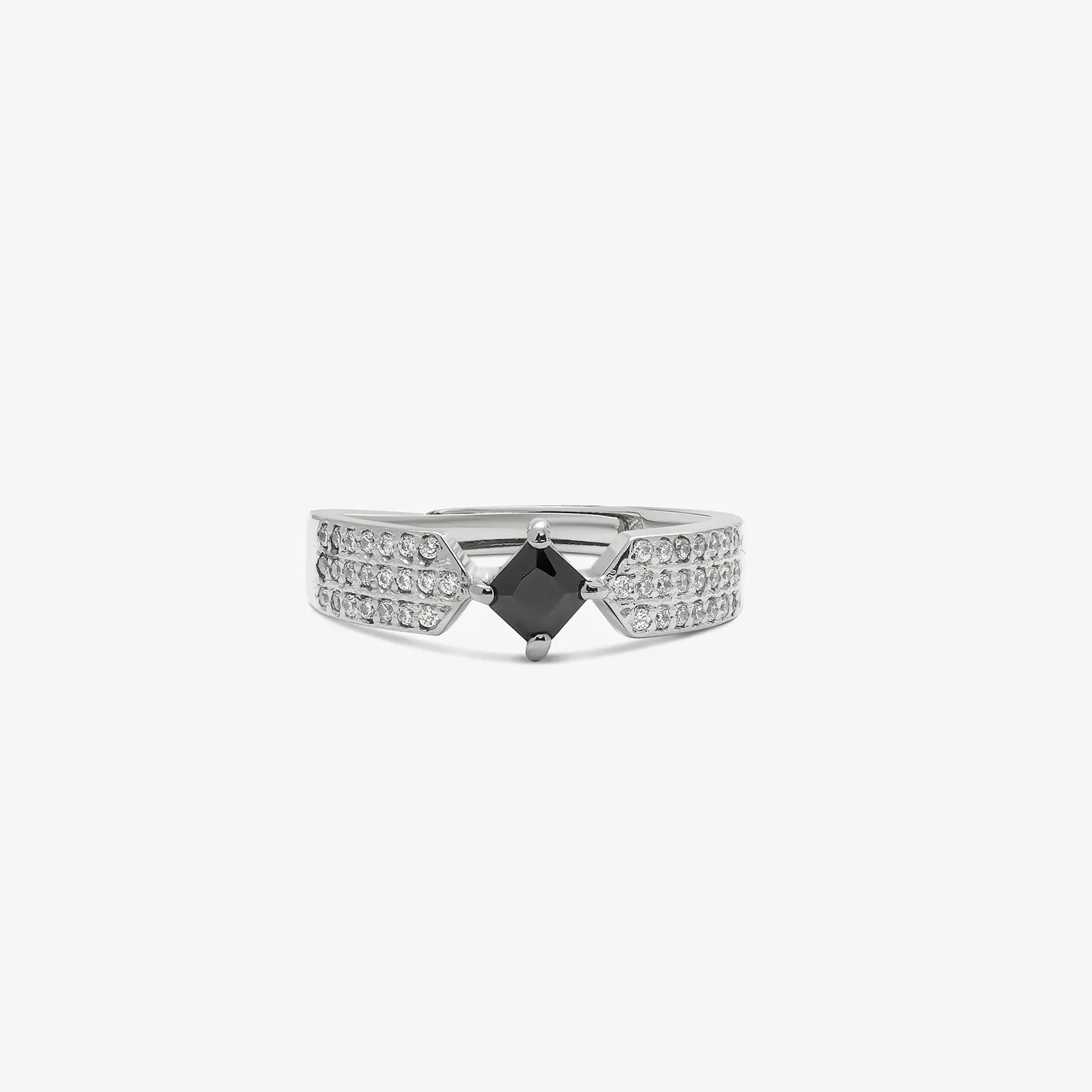 Black Princess Wing Ring For Women – 925 Sterling Silver Rhodium Plated