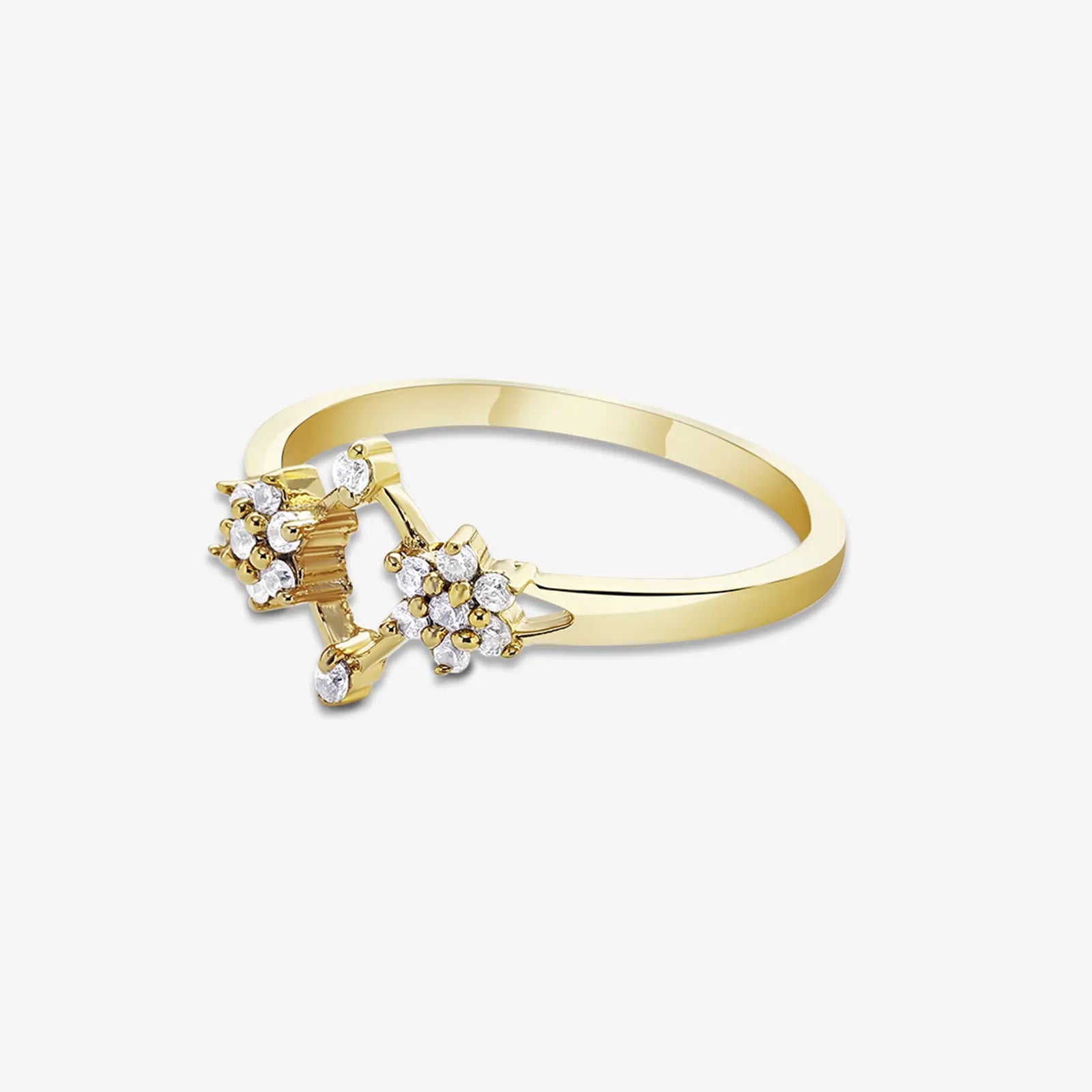 Gold Plated Silver Duo Flower Ring - Tweov Jewels