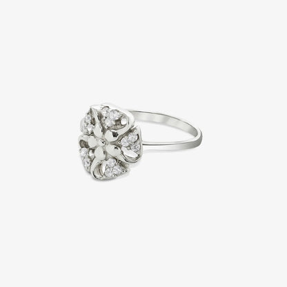 Trendy Floral CZ Silver Ring - Tweov Jewels