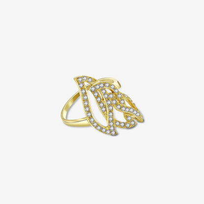 Gold Plated CZ Dream Leaf Ring - Tweov Jewels
