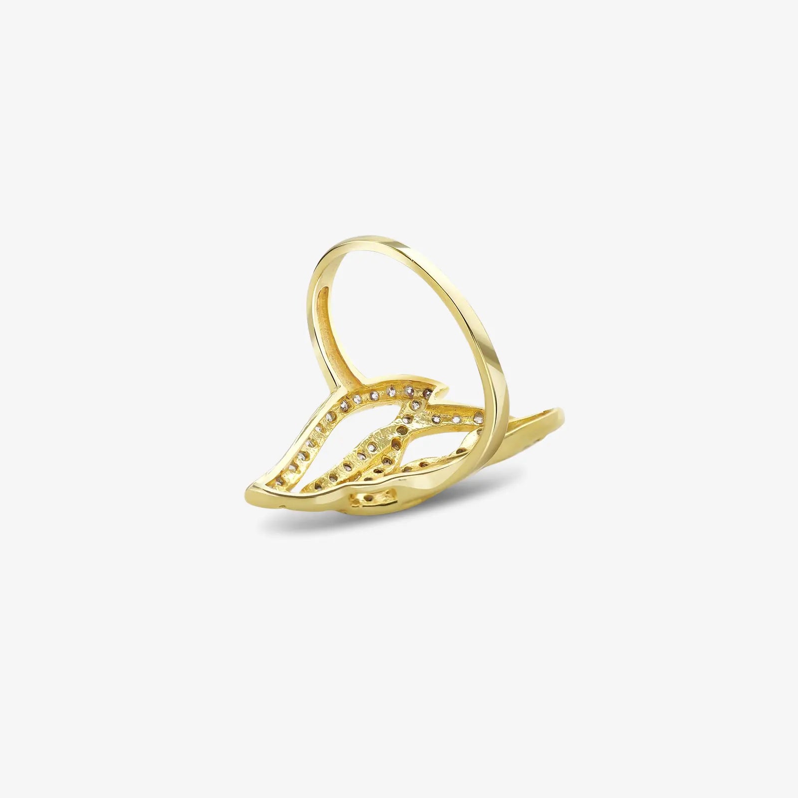 Gold Plated CZ Dream Leaf Ring - Tweov Jewels