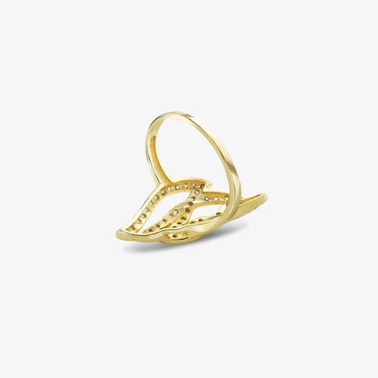 Gold Plated CZ Dream Leaf Ring - Tweov Jewels