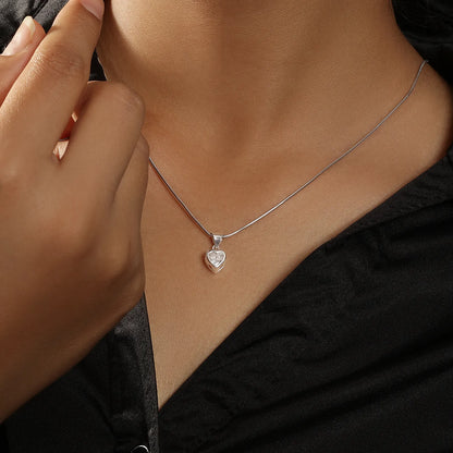 Cute Heart CZ Pendant Necklace For Women – 925 Sterling Silver Rhodium Plated
