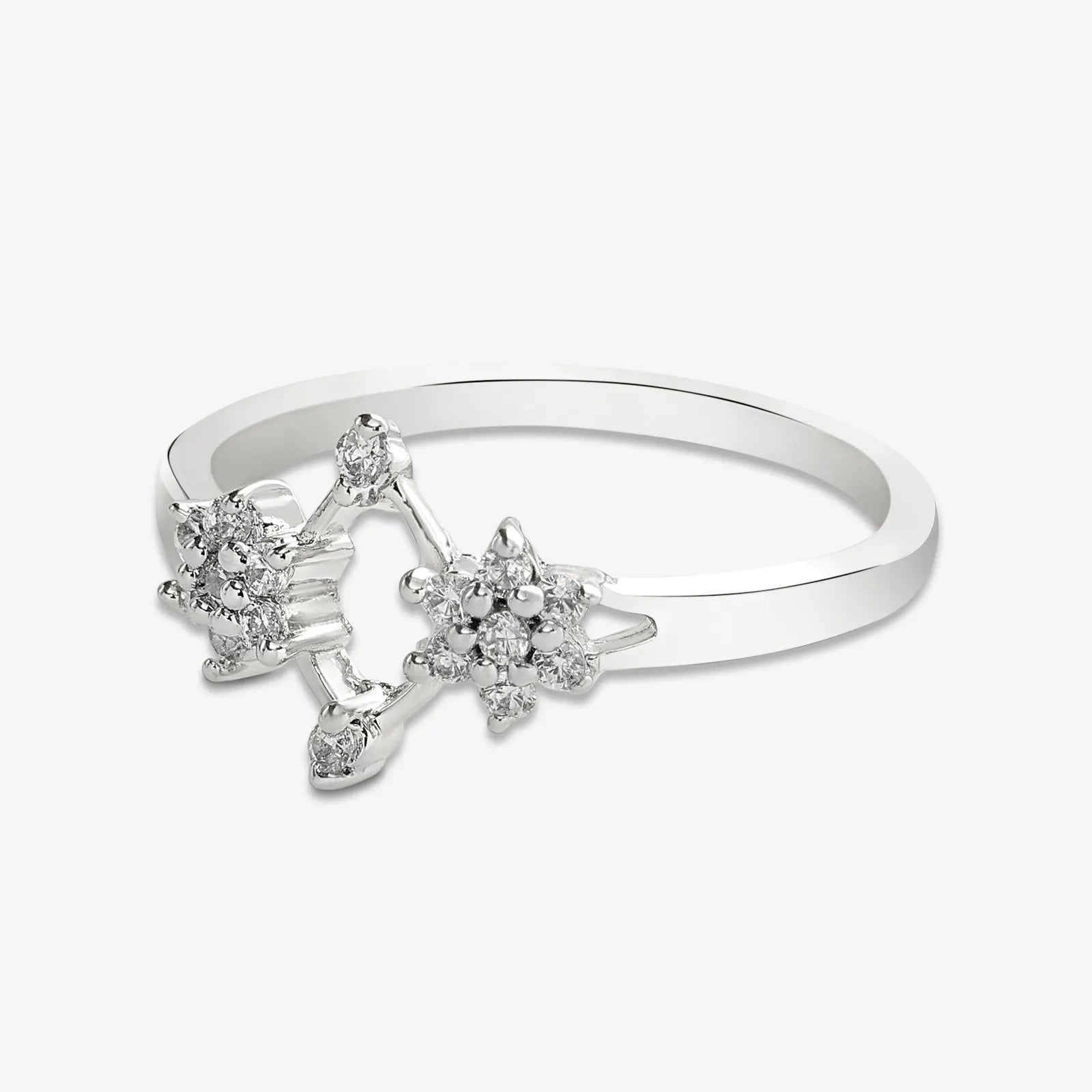 Silver Duo Flower Ring - Tweov Jewels