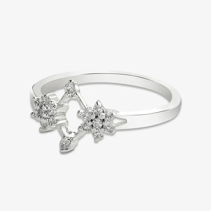 Silver Duo Flower Ring - Tweov Jewels