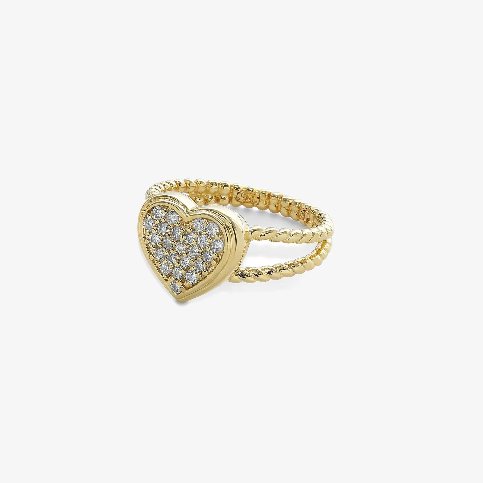 Golden Zircon Heart Silver Ring - Tweov Jewels