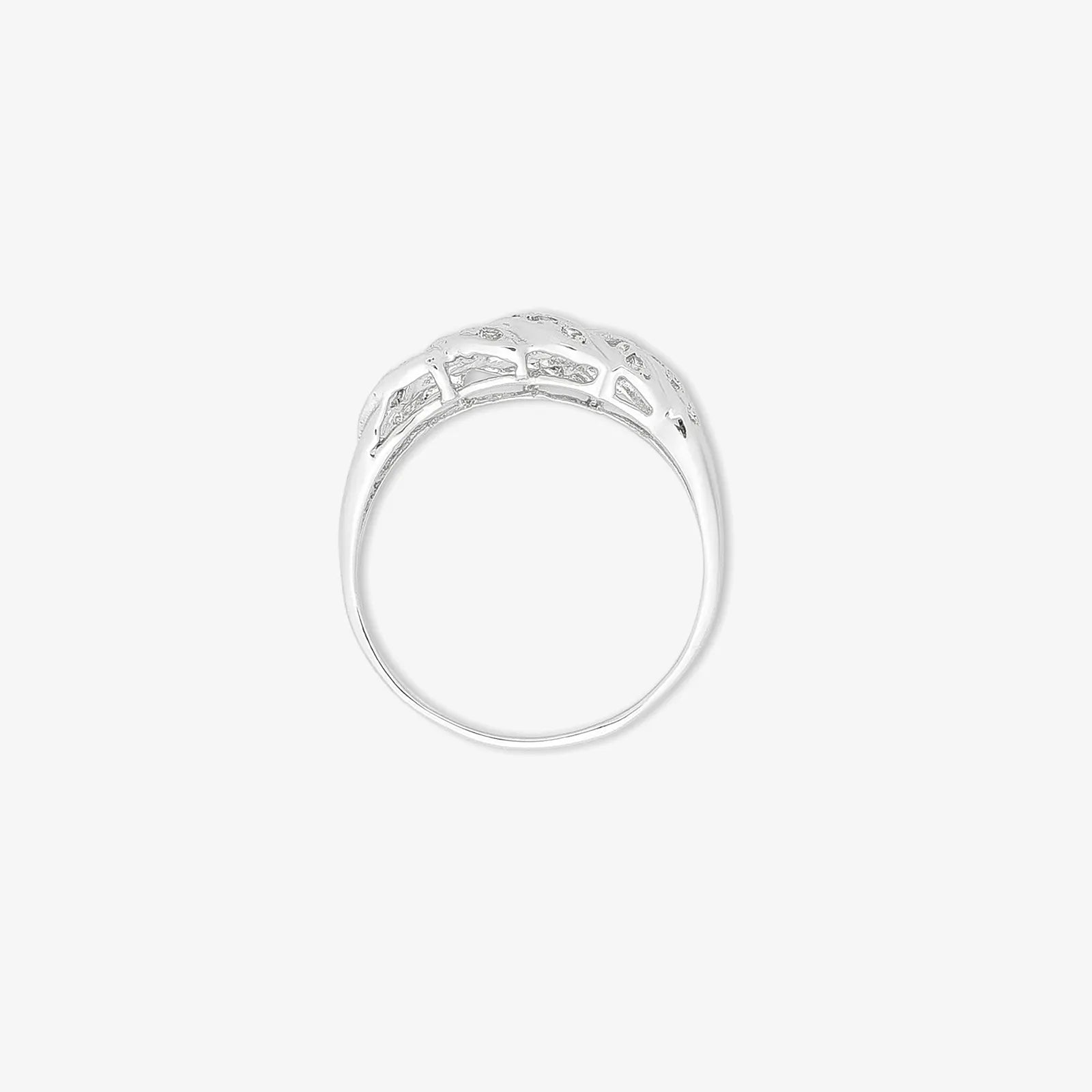 Cubic Zirconia Leaf Silver Ring - Tweov Jewels