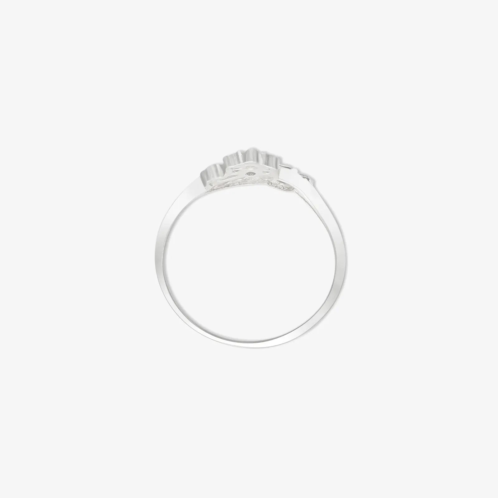 Silver CZ Floral Design Leaf Ring - Tweov Jewels