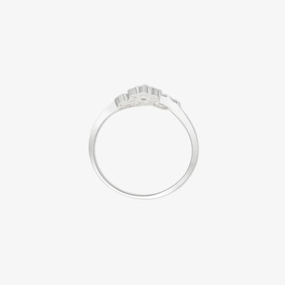 Silver CZ Floral Design Leaf Ring - Tweov Jewels