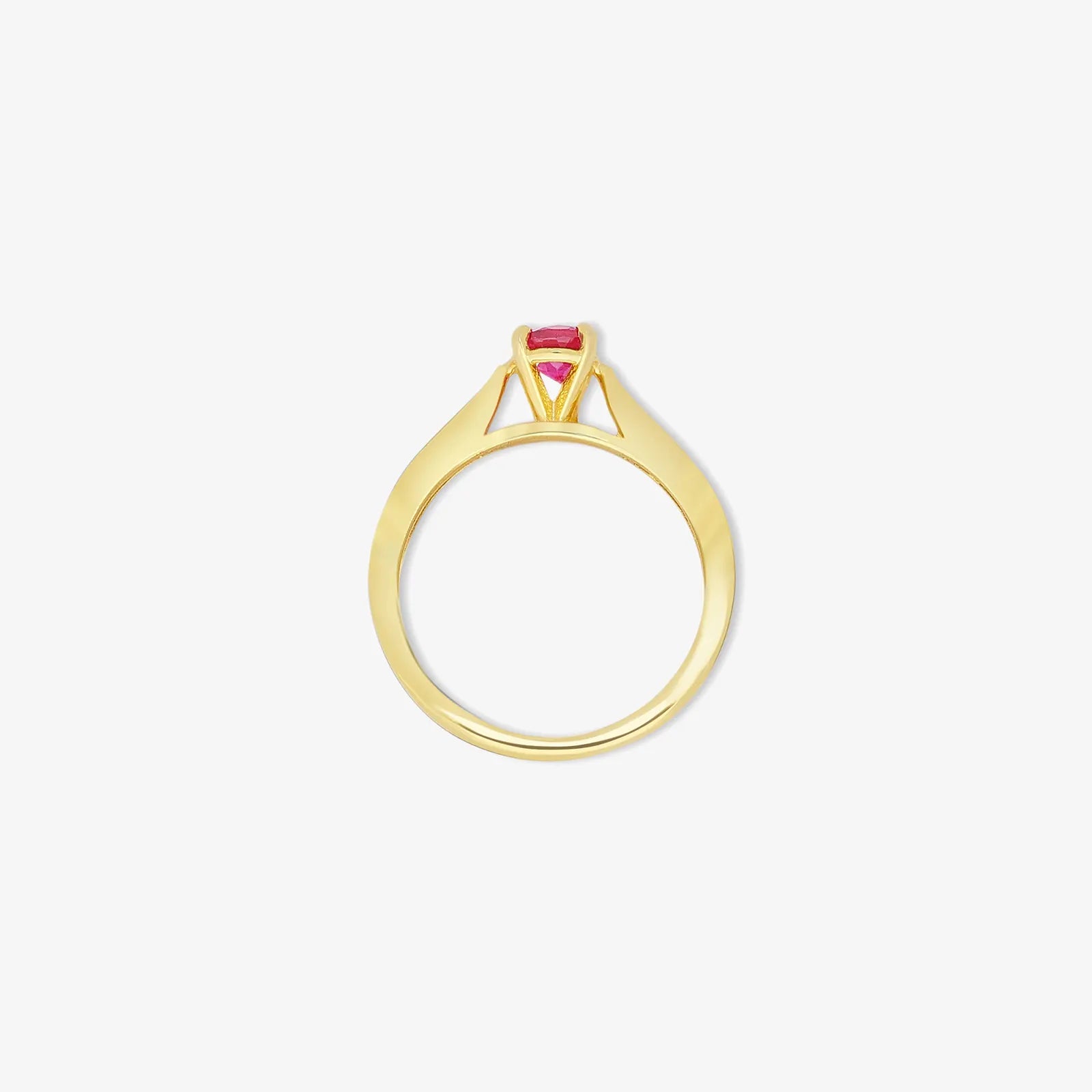 Gold Plated Silver Solitaire CZ Ruby Ring - Tweov Jewels