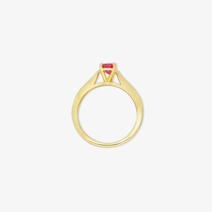 Gold Plated Silver Solitaire CZ Ruby Ring - Tweov Jewels