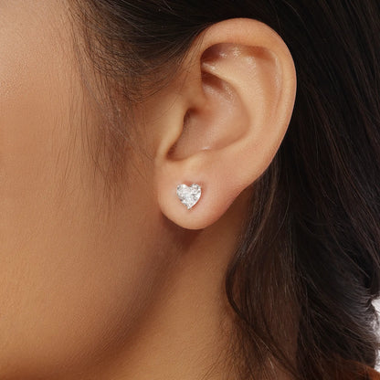 Heart Cut Crystal Stud Earrings for Women – 925 Sterling Silver Rhodium Plated