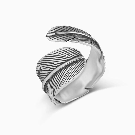 Vintage Feather Design Silver Ring