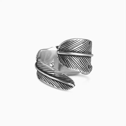 Vintage Feather Design Silver Ring