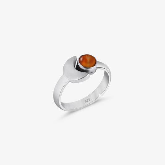 Silver Tiger Eye Stone Moon Ring