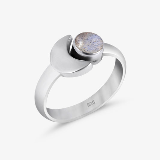Crescent Moonstone Silver Ring