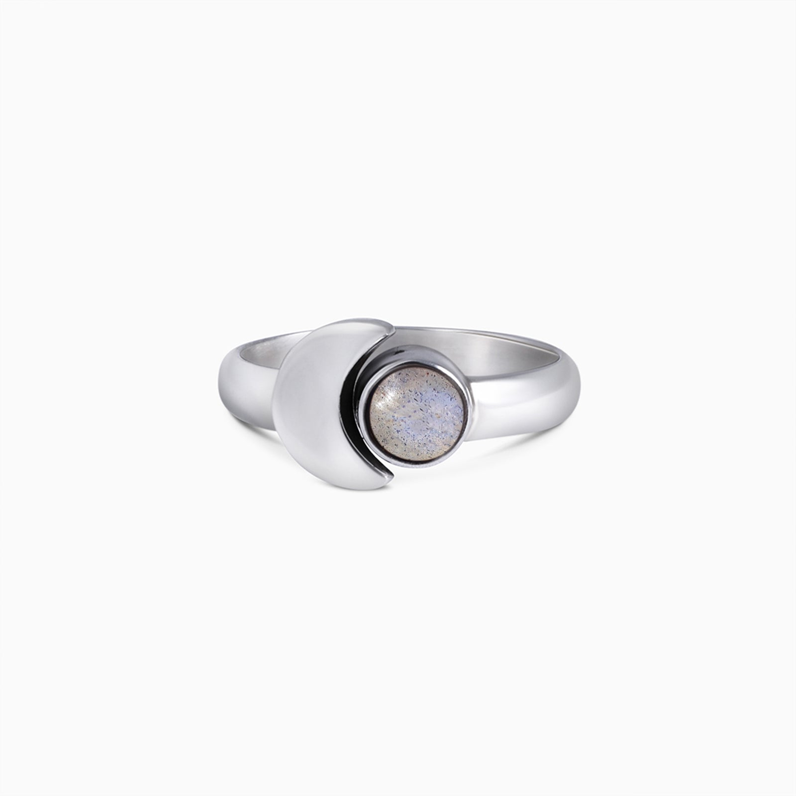 Crescent Moonstone Silver Ring