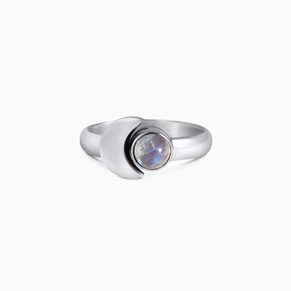 Half Blue Moon Silver Ring