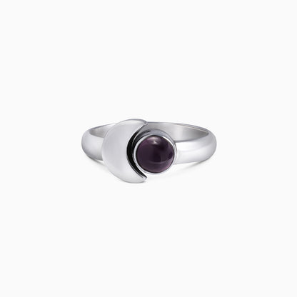 Silver Purple Stone Moon Ring