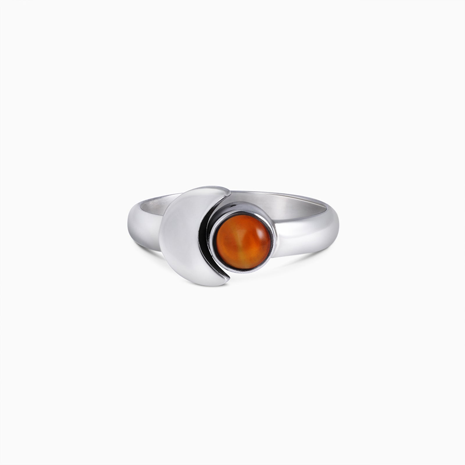 Silver Tiger Eye Stone Moon Ring