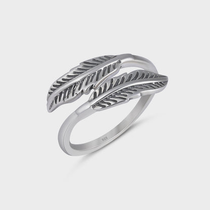 Silver Leaf Band Ring