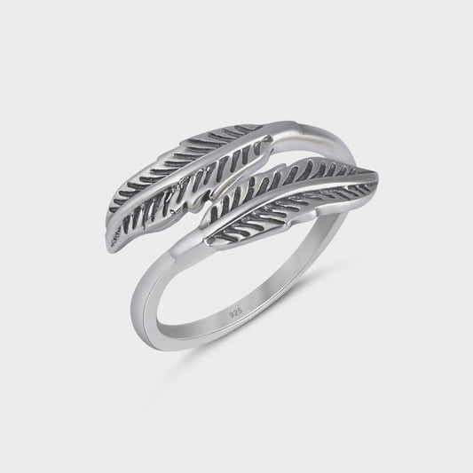 Silver Leaf Band Ring