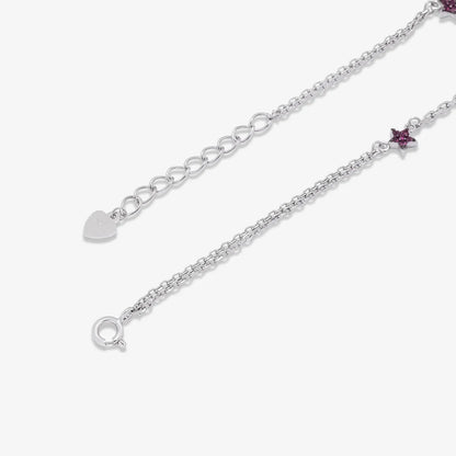 Pink CZ Star Silver Chain Bracelet - Tweov Jewels