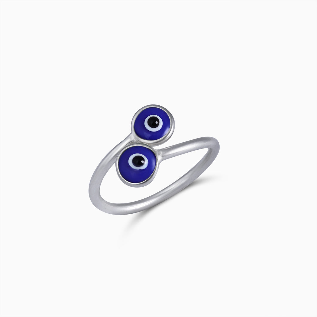 Pure Silver Ring - Destiny's Guardian Blue Evil Eye - Tweov Jewels