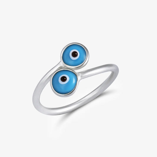 Pure Silver Ring - Empowered With Blue Evil Eye - Tweov Jewels