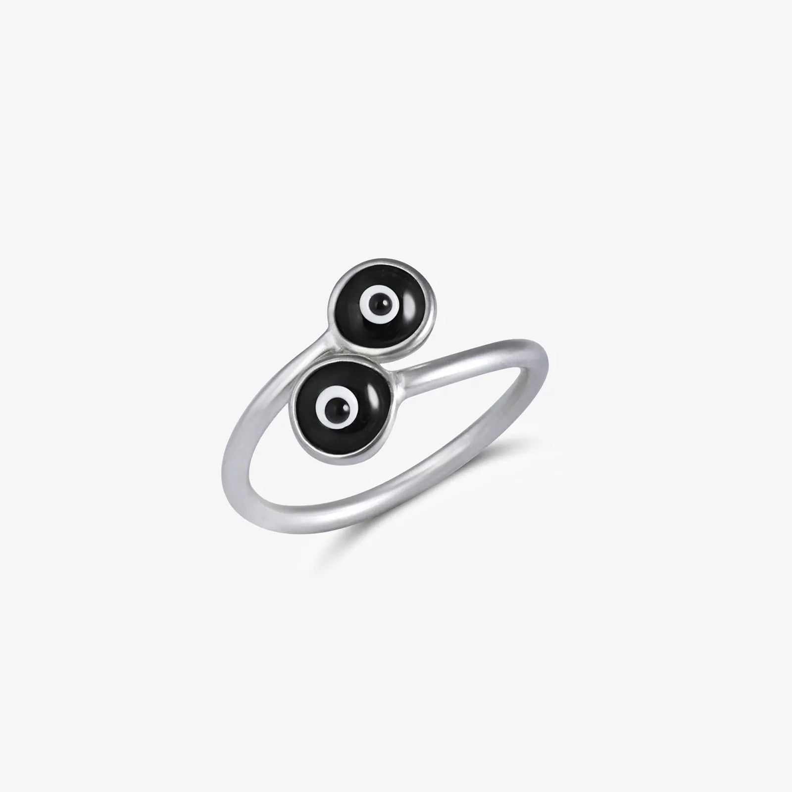 Silver Black Evil Eye Band Ring - Tweov Jewels