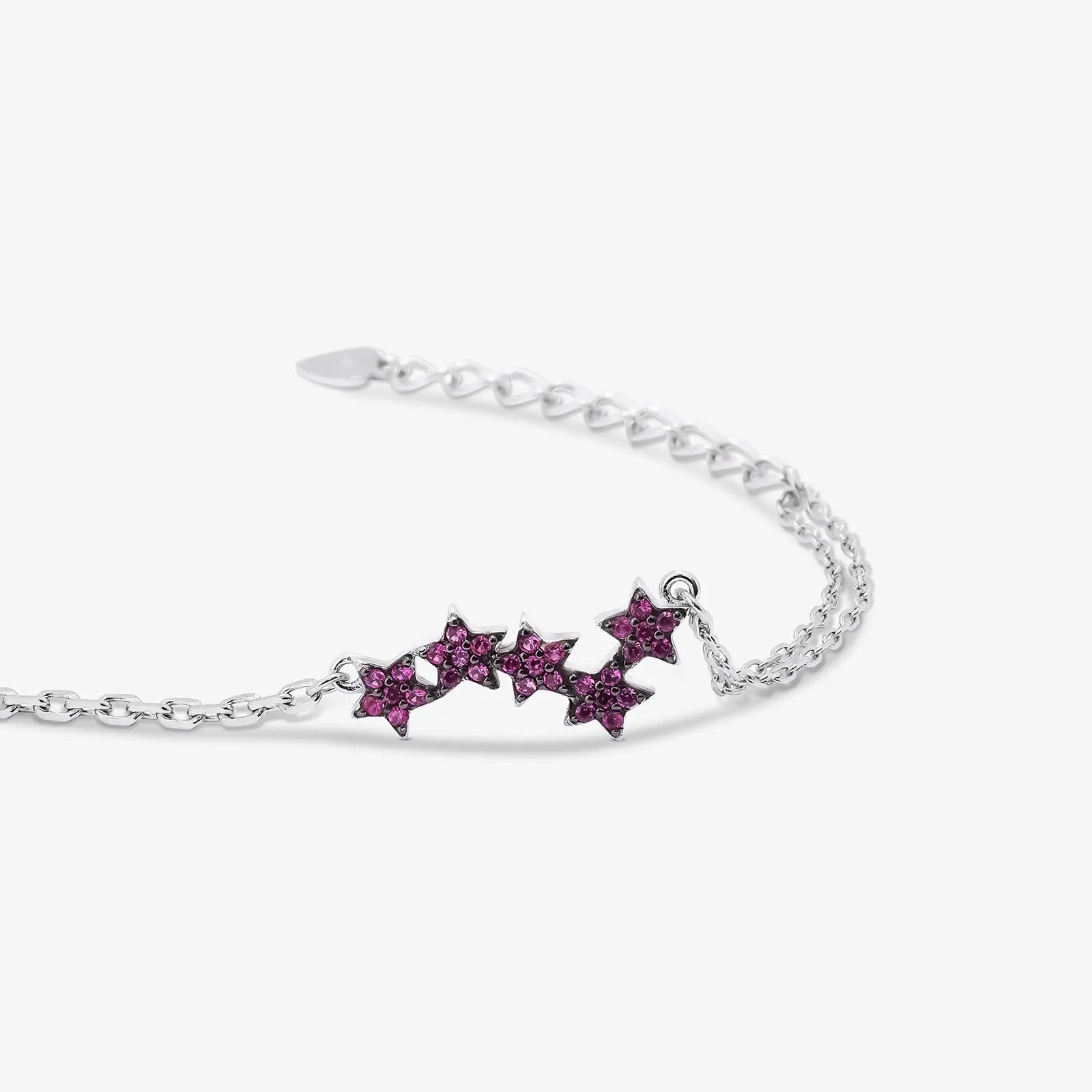 Pink CZ Star Silver Chain Bracelet - Tweov Jewels