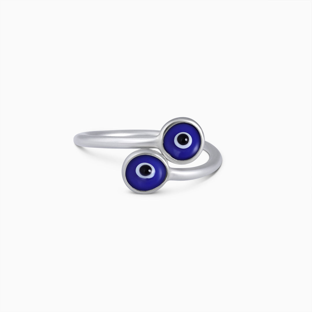Pure Silver Ring - Destiny's Guardian Blue Evil Eye - Tweov Jewels