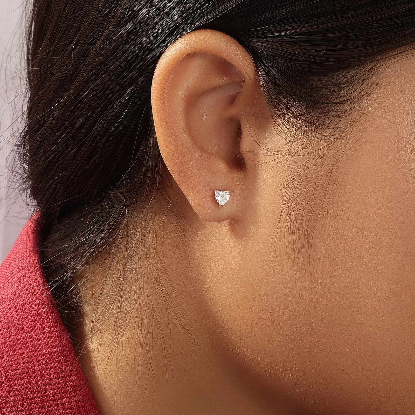 Heart Stud Earrings for Women – 925 Sterling Silver Rhodium Plated
