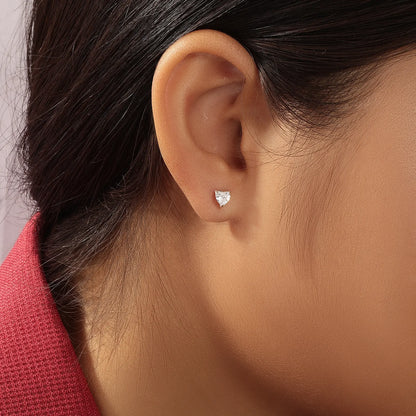 Heart Stud Earrings for Women – 925 Sterling Silver Rhodium Plated