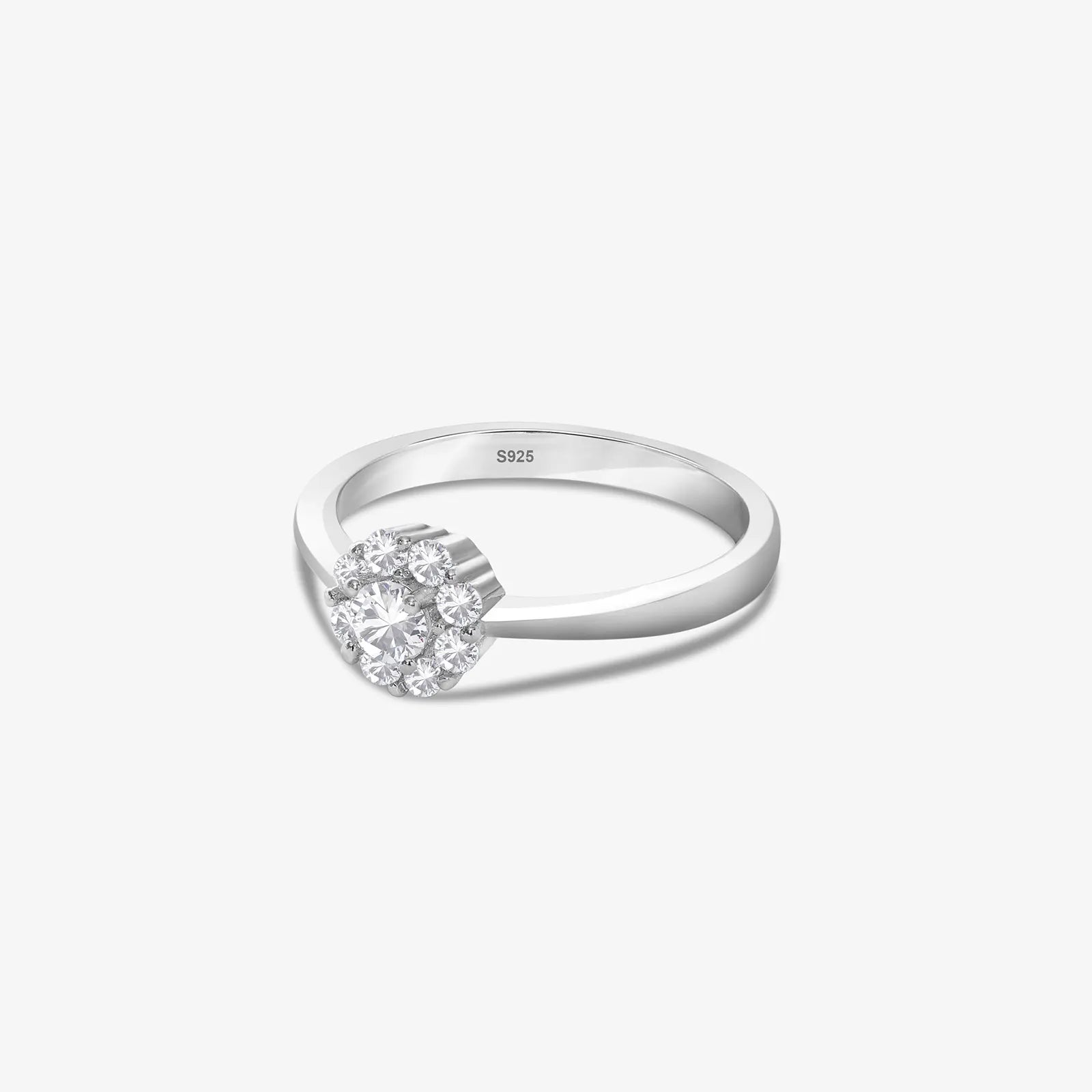 Sparkling Floral Solitaire 925 Silver Ring - Tweov Jewels