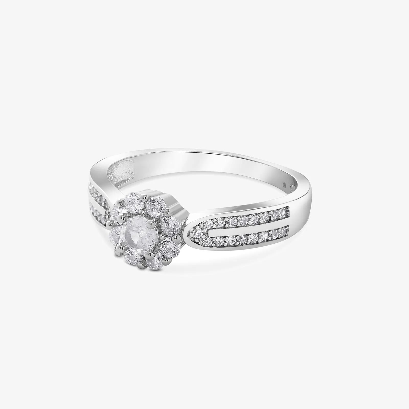 CZ Halo Split-Shank Ring for Women