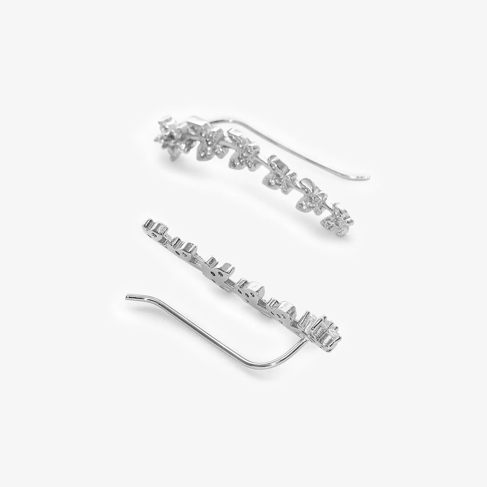 White Butterfly Silver Cuff Earrings - Tweov Jewels