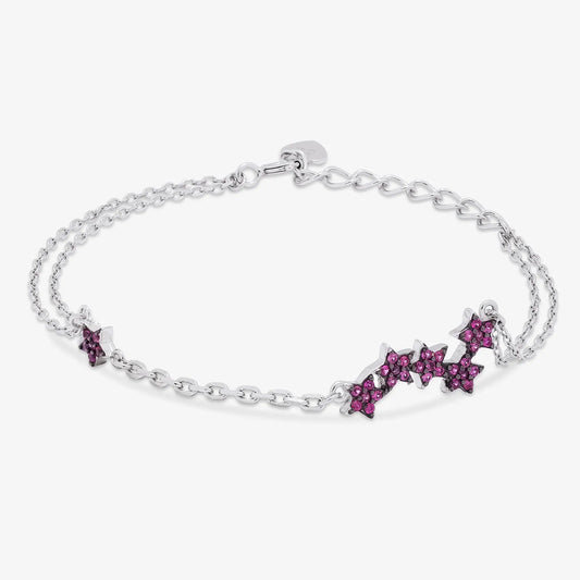 Pink CZ Star Silver Chain Bracelet - Tweov Jewels