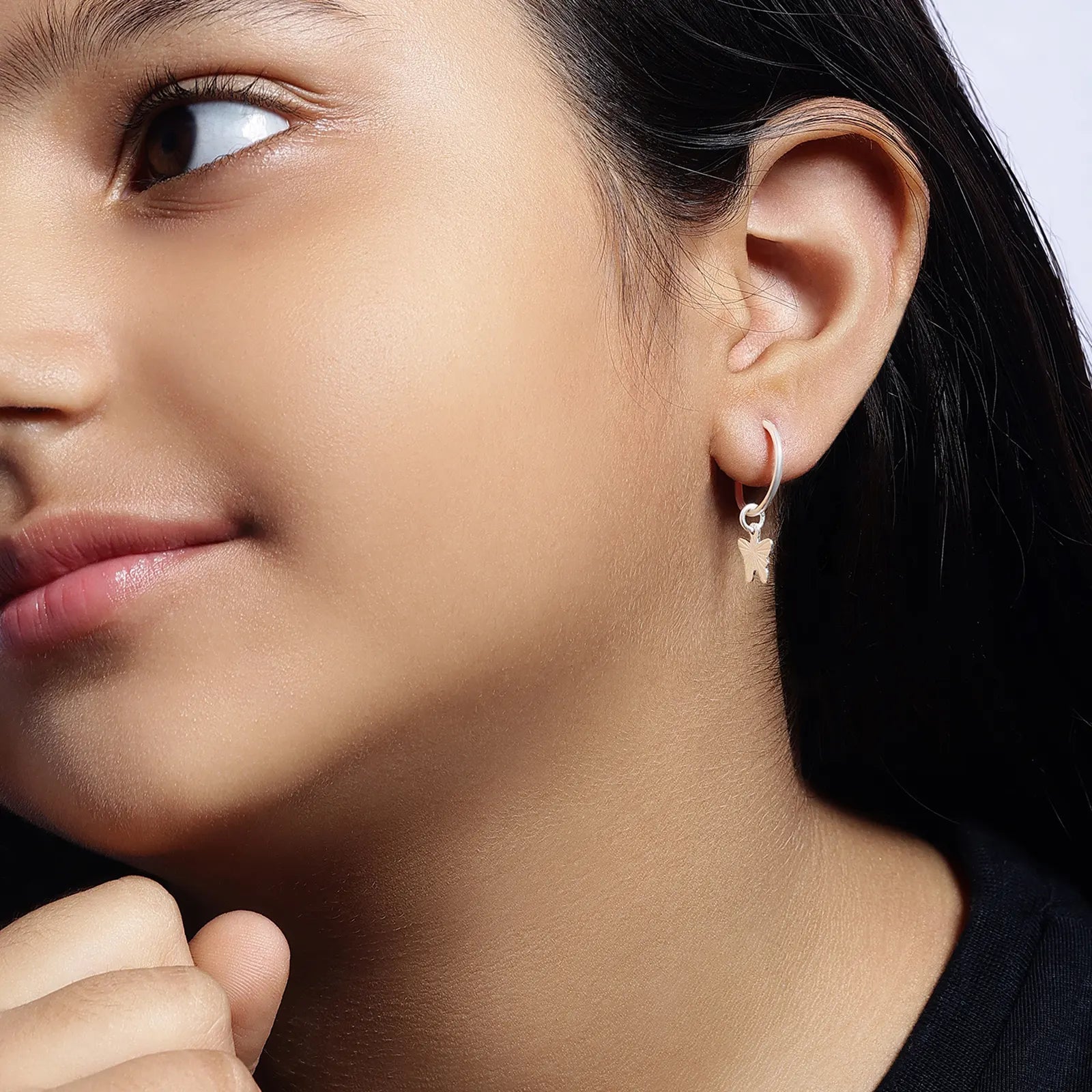 Set of 2 Silver Butterfly & Tortoise Hoop Earrings for Kids - Tweov Jewels