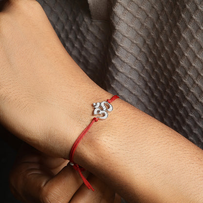 Silver CZ Om Rakhi for Brother - Tweov Jewels