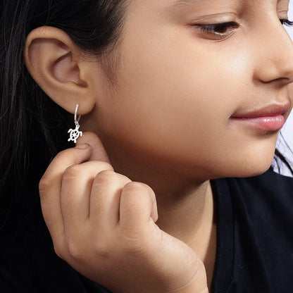 Set of 2 Silver Butterfly & Tortoise Hoop Earrings for Kids - Tweov Jewels