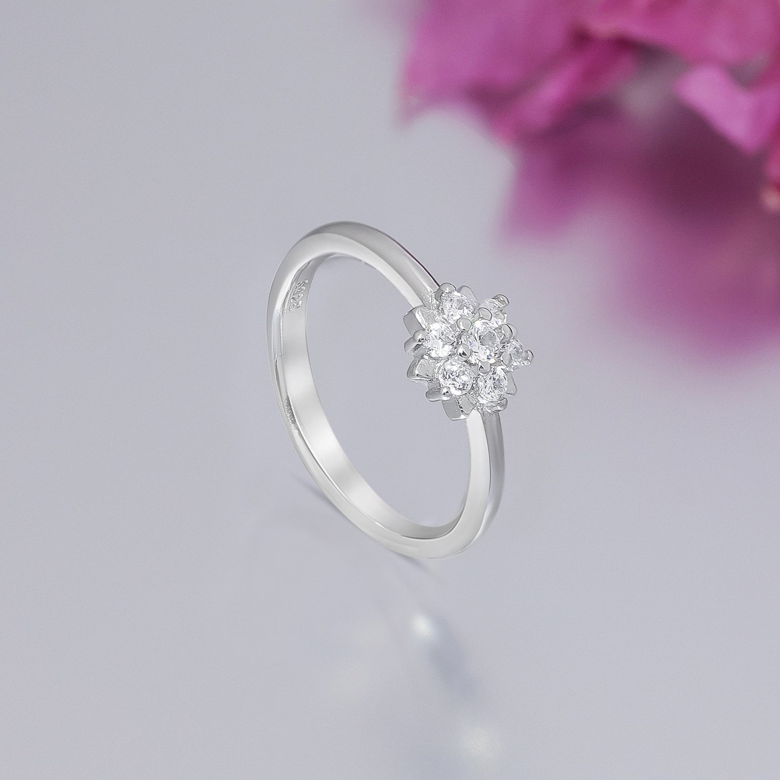 Silver Minimal Floral Ring - Tweov Jewels