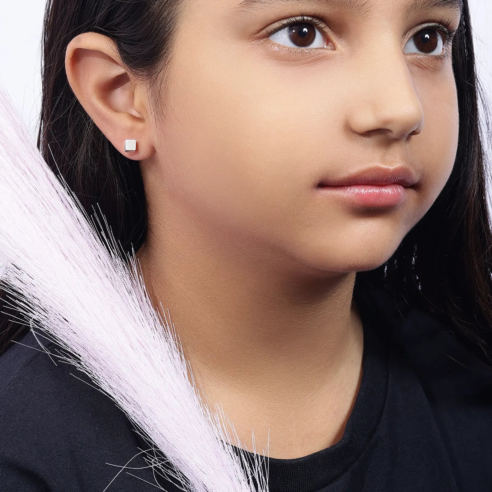 Mini Cubic Design Silver Studs