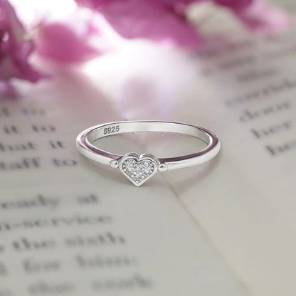 Minimal CZ Heart Silver Ring - Tweov Jewels