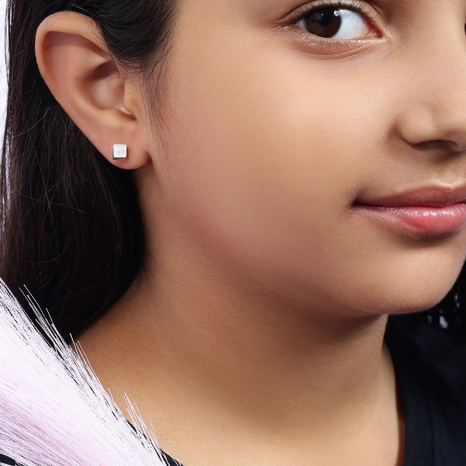 Mini Cubic Design Silver Studs