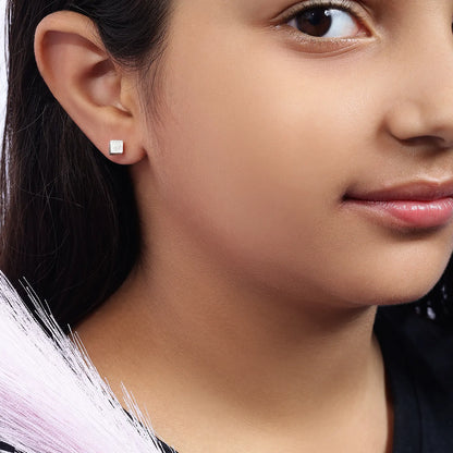 Mini Cubic Design Silver Studs