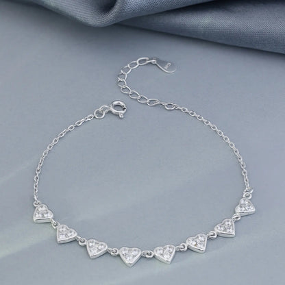 Silver Small Heart Charm Bracelet - Tweov Jewels