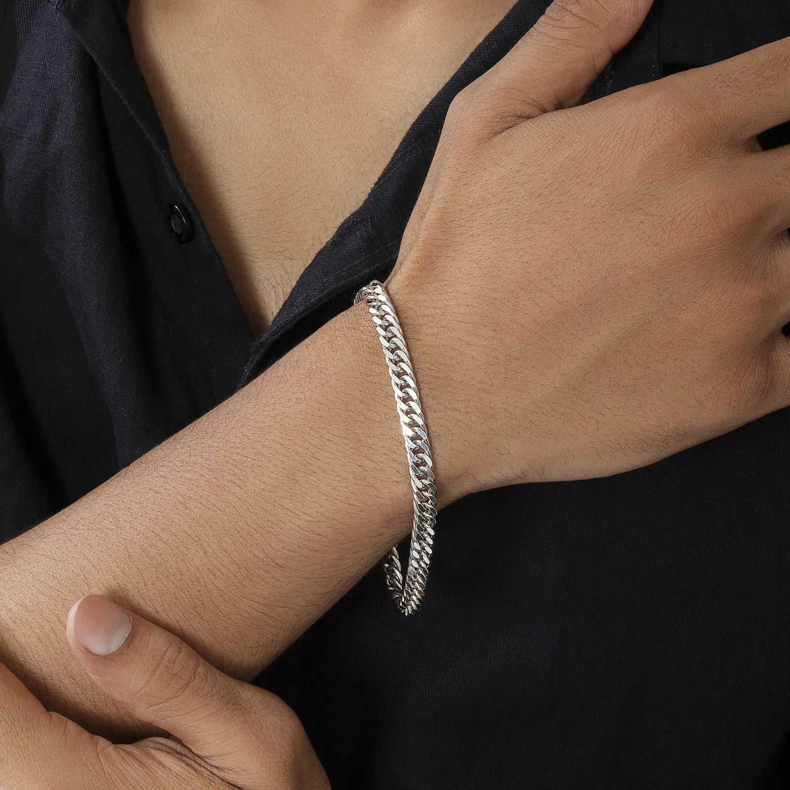 Slim Curb Link Silver Bracelet - Tweov Jewels